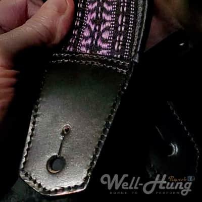 Well-Hung "1969 Series - Grapevine" 3" wide padded leather guitar strap image 2