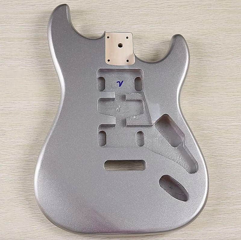 Metallic Silver Stratocaster Strat Style Guitar Poplar Wood Body image 1