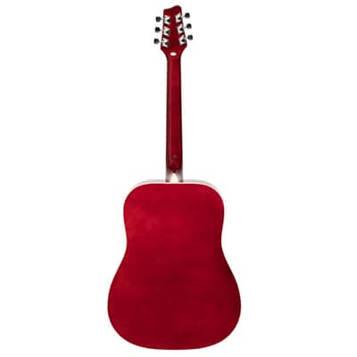 Stagg SA20D RED Dreadnought Basswood Top Nato Neck 6-String Acoustic Guitar - Red image 2