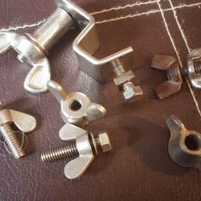 VINTAGE Ludwig WFL Leedy Slingerland NICKEL PARTS LOT Mouse Ear Wing Bolts MOUNT 40s 50s image 2