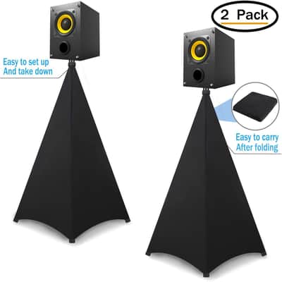 Speaker Stand Cover-DJ Bag with 360 Degree Cover, Speaker Tripod Scrim Cover for Speaker/Lighting with Free Travel Bag (Two Pack-Black) image 5