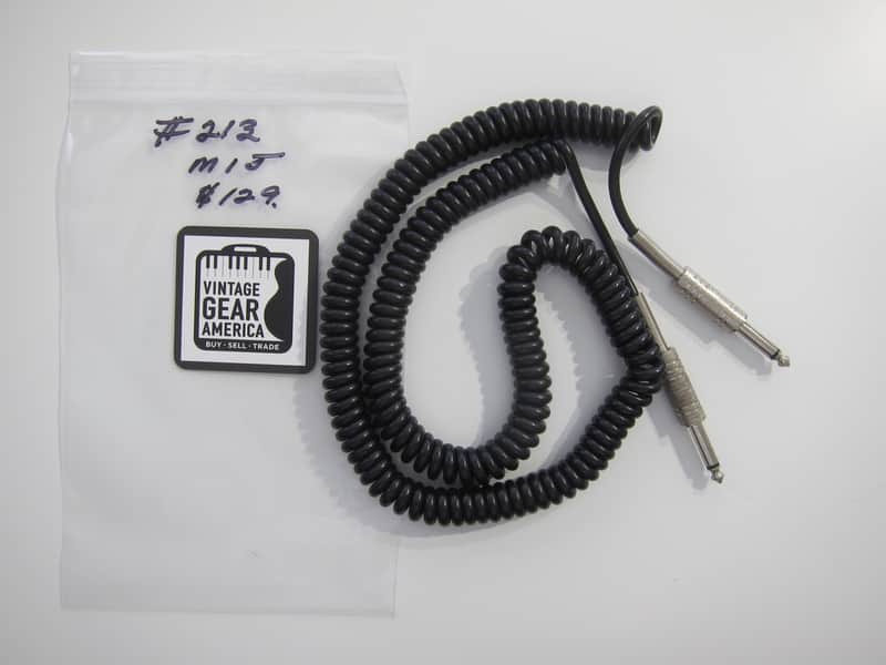 Teisco Del Rey Curly or Coil Cord Guitar Cable MIJ Authentic Vintage Accessory Case Candy Circa-1960s-1970s-Black image 1