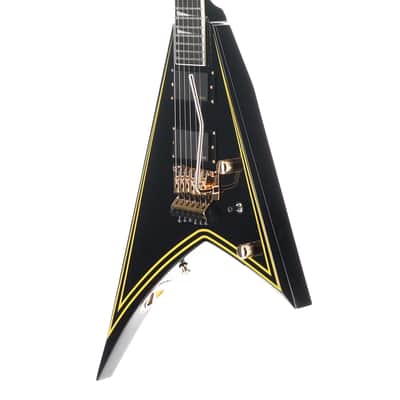 Jackson MJ Series Rhoads RR24MG, Ebony Fingerboard, Black with Yellow Pinstripes (RP) image 4