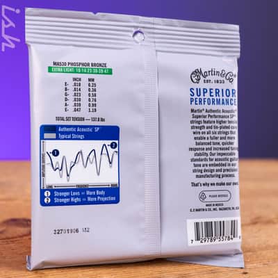 Martin MA530 10-47 Extra Light Authentic Acoustic SP 92/8 Phosphor Bronze Guitar Strings image 2