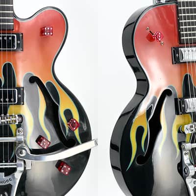 Used Epiphone FlameKat Ebony Flame Graphic Electric Guitar - Good Condition image 8