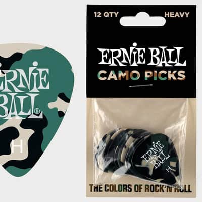 Camouflage Cellulose Picks Heavy 12-Pack celluloid hvy-gauge .94mm world-standard pick specs in camo image 1