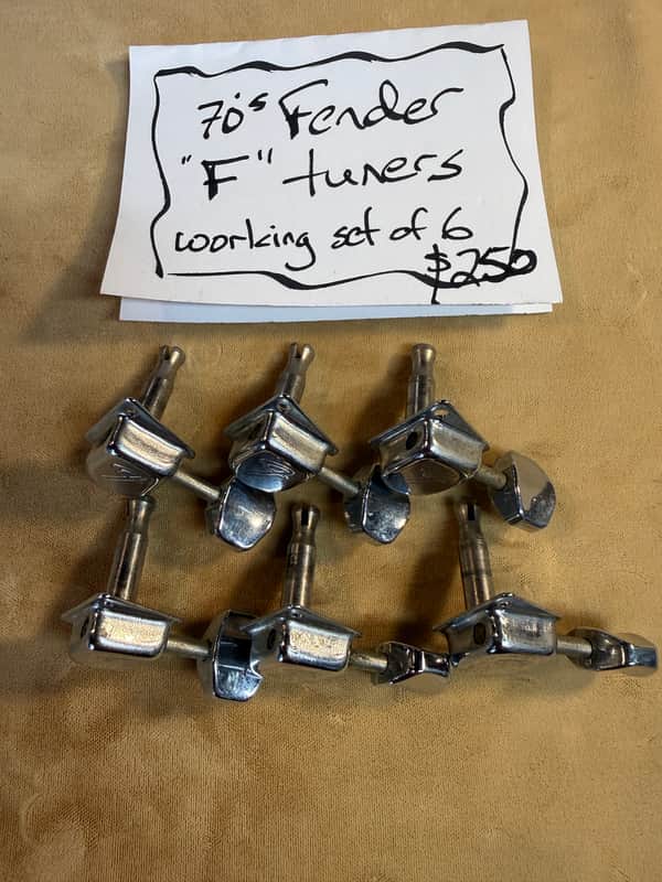 Fender F tuners working set of 6 1970s - Chrome image 1