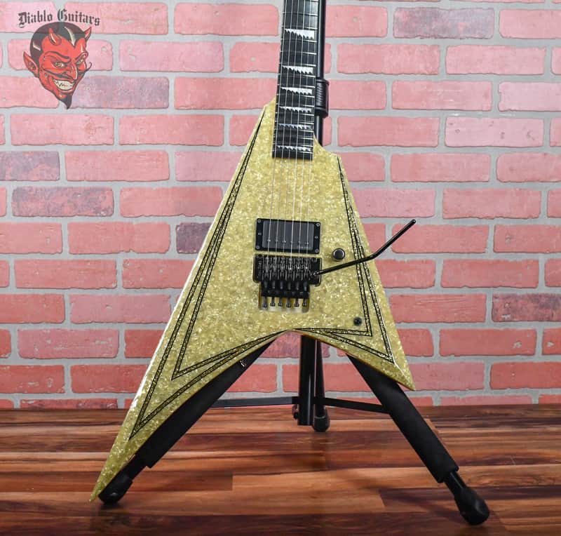 ESP Custom Shop Alexi Laiho Signature “Pearl” Pearloid Top with Black/Gold Sparkle Pinstripes Kiso Japan 2010 Namm w/OHSC image 1