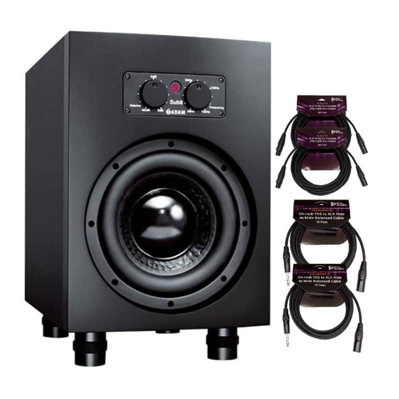 Adam Audio Sub8 8-Inch Powered Studio Subwoofer with Microphone Cable Bundle image 1