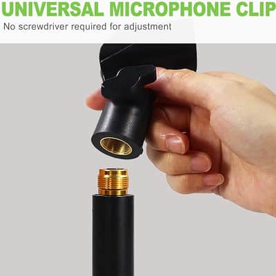 2 Pcs Universal Adjustable Microphone Clip Set, Mic Holder with 5/8" to 3/8" Screw Adapter for Stand, Suitable Mic Clips for Stands image 3