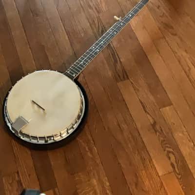 Harmony Long Neck Pete Seeger Model Barclay 1960 - Blue black with chromed phenolic drum and blue black reonator image 1