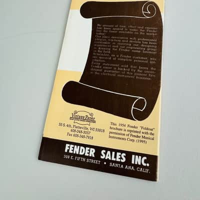 Fender “Fine Electric Instruments” Foldout Brochure Reprint – 1995 (1954 Original) image 2