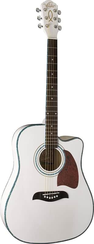 Oscar Schmidt 6 String Dreadnought Acoustic Electric Guitar, White (OG2CEWH-A-U) image 1