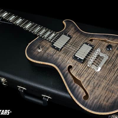 Knaggs Guitars Chena Hollowbody in Charcoal Burst w/ T1 Flame Maple Top image 3