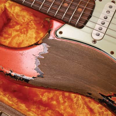 Fender 2021 Custom Shop Masterbuilt Dale Wilson '61 Stratocaster Heavy Relic in Melon Candy To Candy Apple Red Over 3-Tone Sunburst image 15