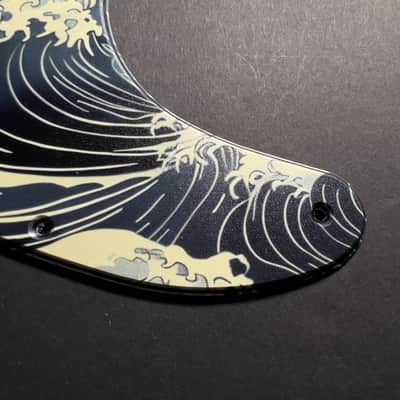Miraculum Workshop Tele-Style 8-Hole Pickguard – Japanese Waves Navy & Ivory image 2