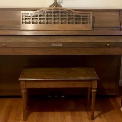 Vintage 1975 Baldwin Acrosonic 41” Console Upright Piano Natural Walnut Lacquer Fully Original w/ Bench Made in USA image 19