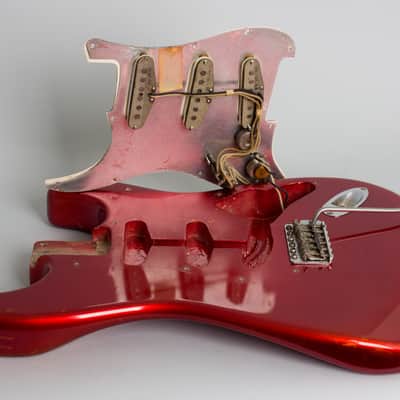 Fender Stratocaster Solid Body Electric Guitar (1966), ser. #110114, original black tolex hard shell case. image 16