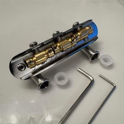 The Overpass “Goliath” Chrome Plated Brass Bridge with USA made Custom Raw Brass Saddles for Fender / Squier Jazzmaster / Jaguar / Mustang / Offset Guitar image 6
