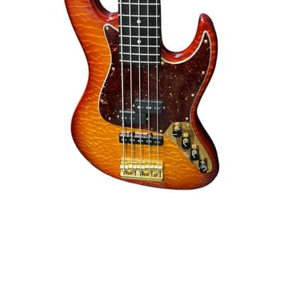 Sadowsky NYC 5 PJ, Honeyburst Flame, Ebony Fingerboard, Very Good Condition image 3