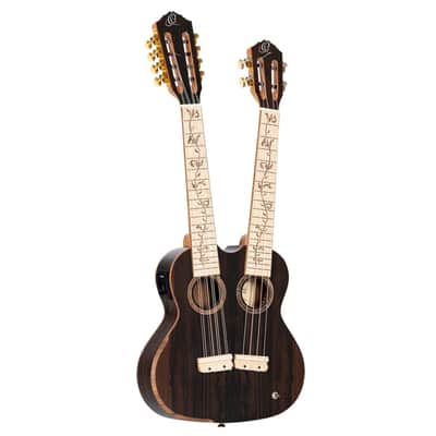 Ortega Custom Built Series Double Neck 4 & 8 String Tenor Acoustic-Electric Ukulele w/ Bag image 1