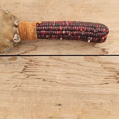 Traditional Corn Cob Rattle - Handmade Native American Style Rawhide Shaker image 7