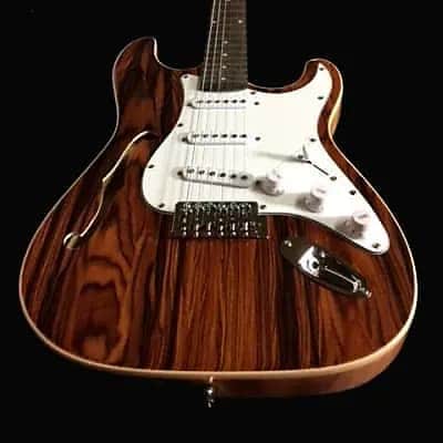 EXOTIC TOP SEMI HOLLOW STRAT STYLE 6 STRING ELECTRIC GUITAR NATURAL image 2