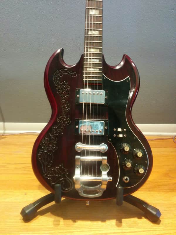 Vintage LOTUS Electric Guitar Circa 1976 Made In Japan SG Lawsuit MIJ Carving image 1