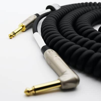 Coiled Guitar Cable with Mute Button Electric Instrument Coil Cable Curly Instrument Cable Stretchable 1/4 Right Angle to Straight Ends Plug 16Ft Black 5m image 3