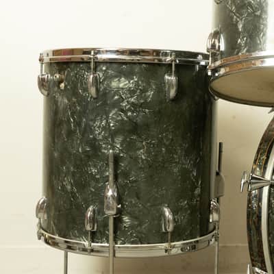 1962 Slingerland Black Diamond Pearl "Double Rail" Drum Set image 3