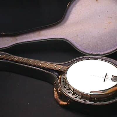 An Antique Conqueror Tenor Banjo with Resonator in it's Original Case & Ready to Play 2 B image 1