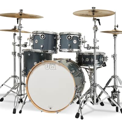 DW Design Series 4-Piece 22" Bass Drum Maple Shell Pack - Steel Gray w/Chrome Hardware image 3