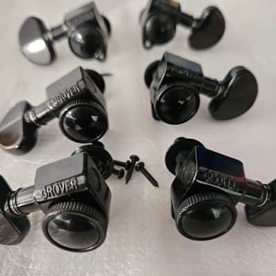 Grover Roto-Grip Locking Rotomatics 502 Series Keystone Button Tuning Machines Black image 1