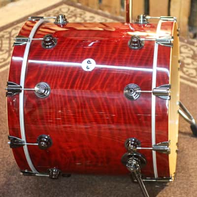 Used DW Collector's Maple Candy Apple Red over Redwood Stump Drum Set - 22,10,12,14,16,14sn image 2