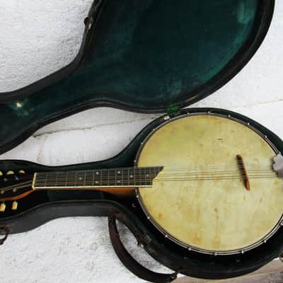 Slingerland Banjo Mandolin, 1920's, Birdseye Maple Pot, Tone Ring, 10 3/4" head, Abalone Inlays, Case image 1