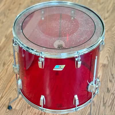 Vintage 70's Ludwig Vistalite 18" Floor Tom Red Acrylic for Drum Set Kit 1970's image 3