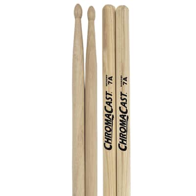 ChromaCast 5A & 7A USA Made Hickory Drumsticks Pair - Wood Tipped - Drum Sticks Tour Tested by Pro Drummers - Real American Hickory Wood image 3