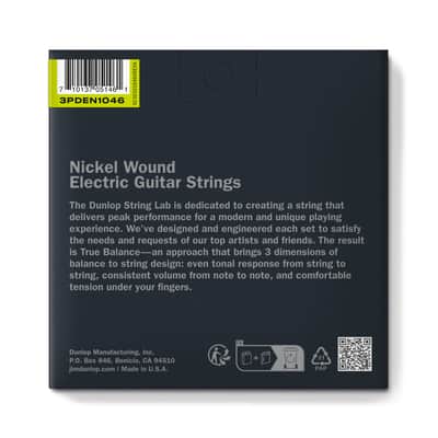 Dunlop 3PDEN1046 String Lab Nickel-Plated Steel Electric Guitar Strings - Medium (10-46) 3-Pack image 3