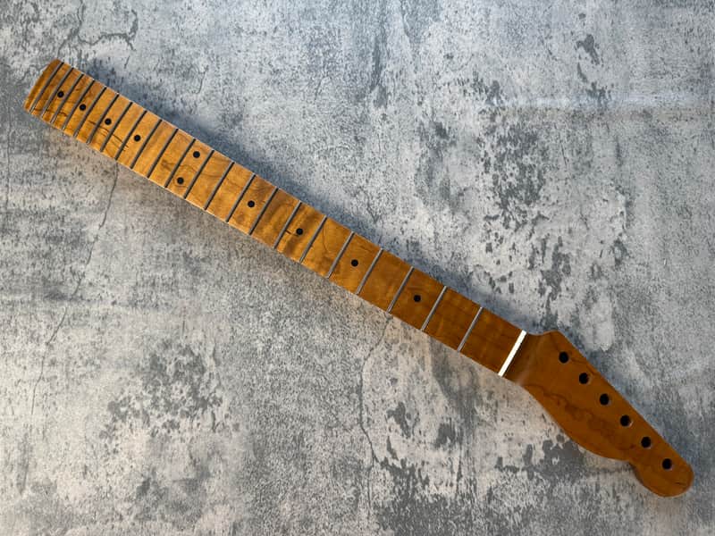 BMC Guitar Neck Tele® Telecaster® 22 Fret Roasted 3AAA Flame Maple With Maple Fingerboard Nitro Lacquer Rounded Fret Ends - 9.5 Radius TRMMF22 3A #6 image 1