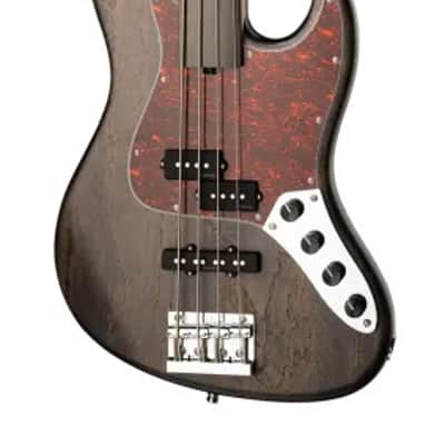 Sadowsky MetroLine 21-Fret Vintage P/J Bass-Swamp Ash Body-4 String-Nirvana Black Transparent Satin-Fretless image 4