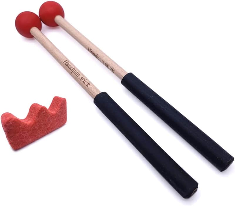 1 Pair Tongue Drum Mallets with Bracket Handpan Drum Sticks Rubber Mallet Percussion Instrument Accessory (Red) image 1