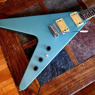 Hondo Deluxe Series 767 HH flying V vintage '80s - blue image 1