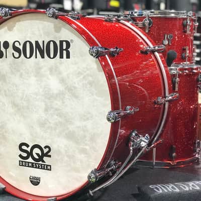Sonor SQ2 Drum Kit Shell Pack Red Sparkle Lacquer 13/16/24 Vintage Maple Shells, Auth Dealer+Ship image 1