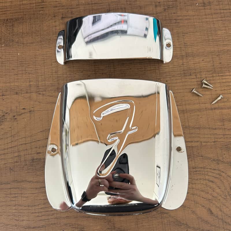 Fender 099-2088-000 Pure VIntage Jazz Bass Ashtray Bridge / Pickup Cover Set 2010s - Chrome image 1