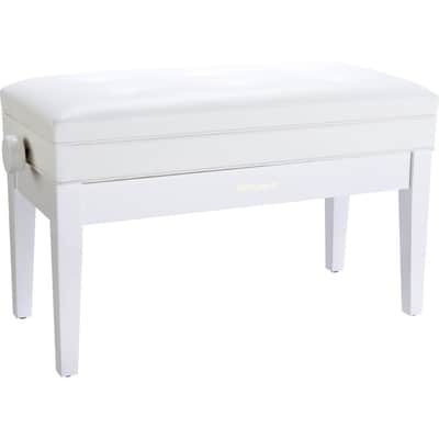 Roland Duet Piano Bench with Adjustable Height, Cushioned Seat, and Storage - RPB-D400 , White image 1