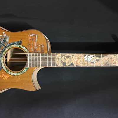 Blueberry Handmade Mini-Concert Small Body Acoustic Guitar Biker Motif image 1