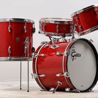 Gretsch 18/12/14/5x14" 60's Round Badge Drum Set - Rewrapped by Lee Ruff Tangerine Sparkle image 3