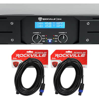 Rockville D14 7000w Peak/2000w RMS 2 Channel Power Amplifier Pro/DJ Amp+Cables image 1