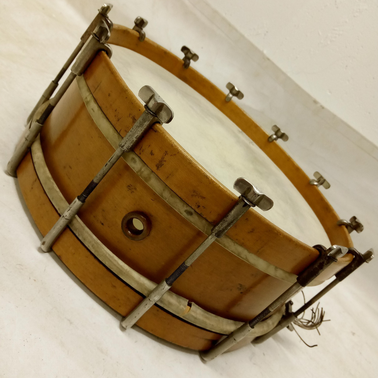 George B. Stone 5x14"1Ply Maple Snare Drum Calf Head Early American 1900s Boston — main photograph