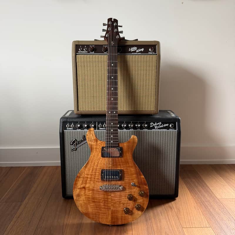Crow Hill Double Cut - Brazilian board, flamed Koa top image 1